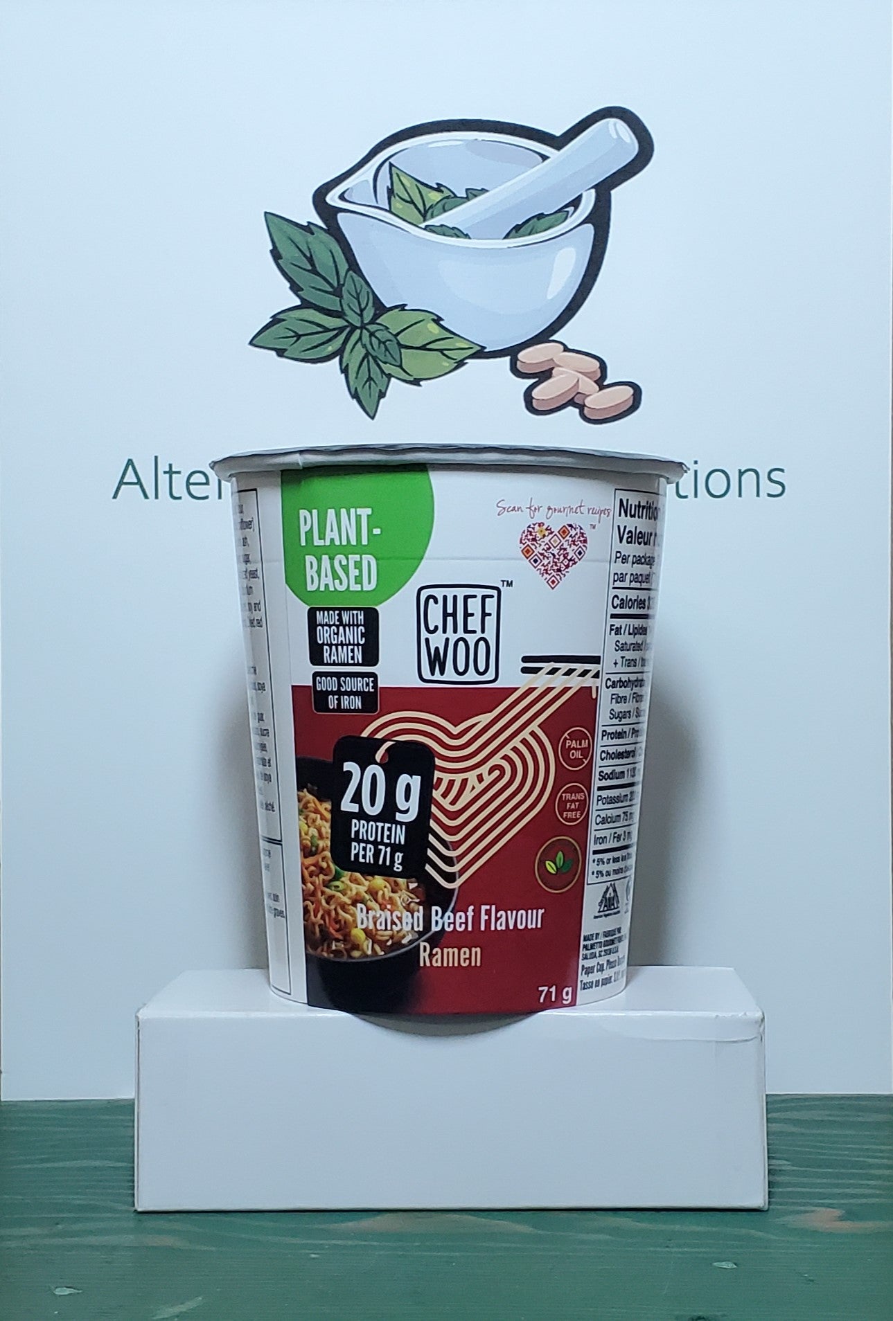 Chef Woo Plant-Based Organic Braised Beef Flavour Ramen Noodles Cup 71g