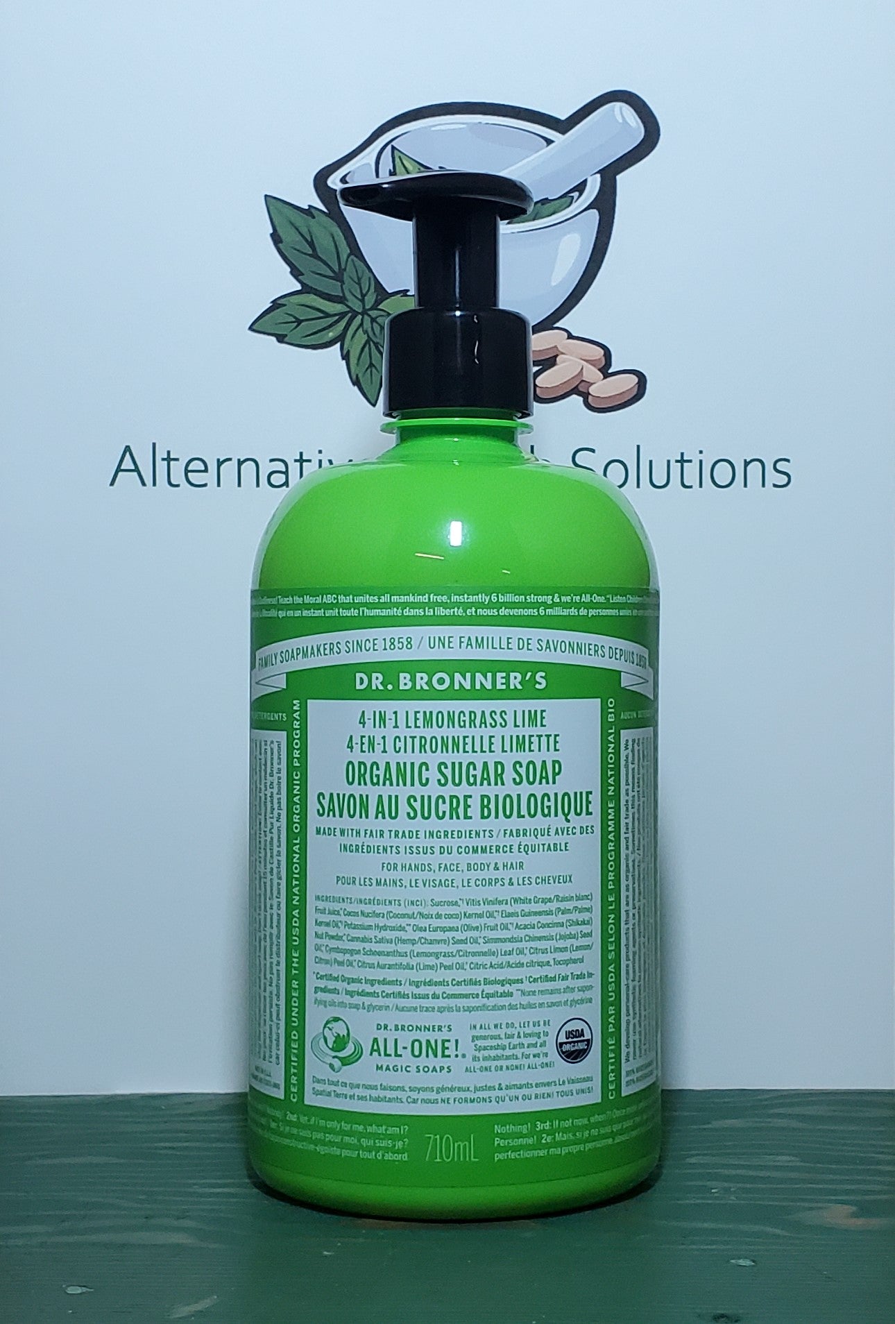 Dr. Bronner's 4-in-1 Lemongrass Lime Organic Sugar Soap 710ml