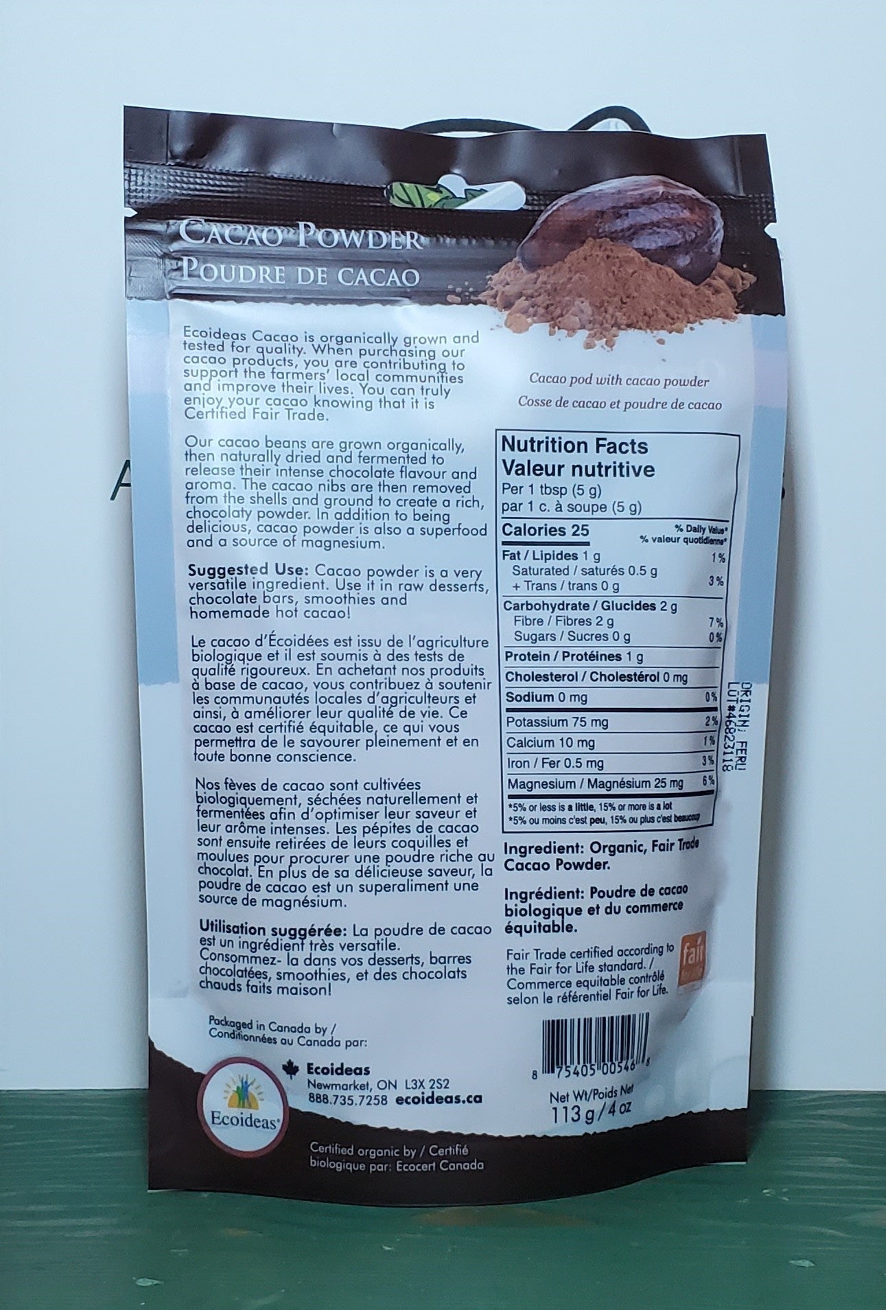 Ecoideas Organic Cacao Powder 113g