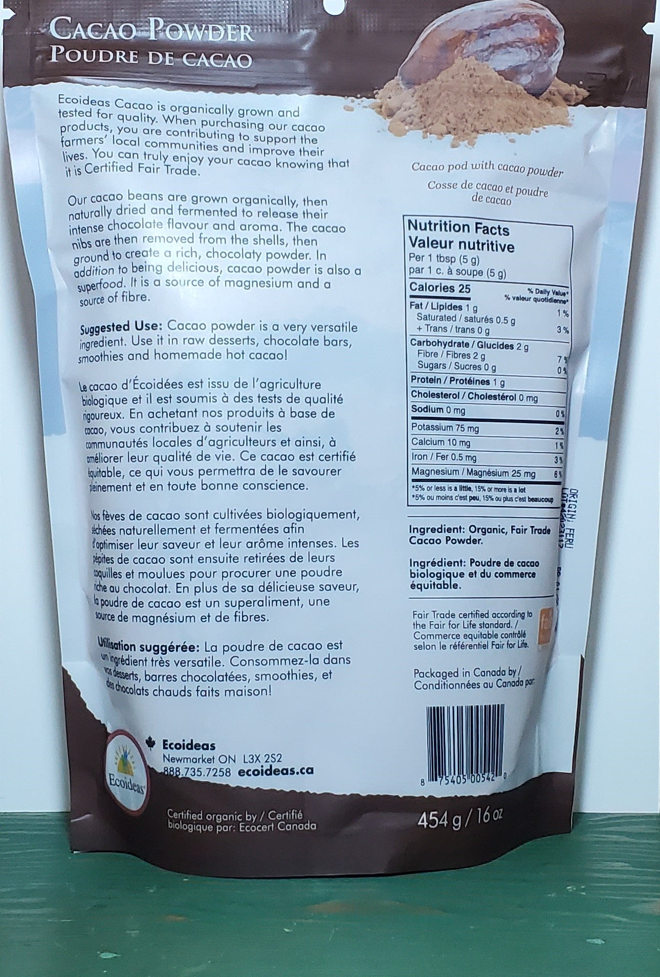 Ecoideas Organic Cacao Powder 454g