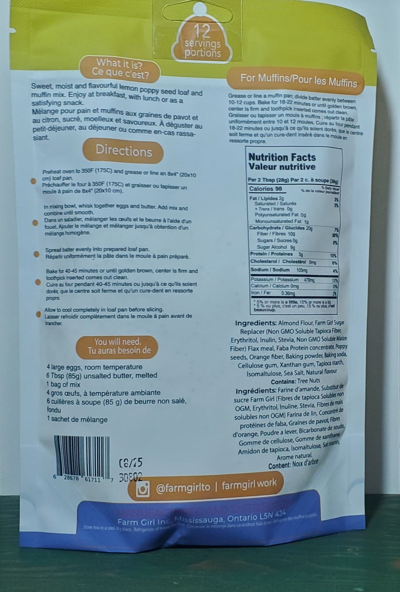 Farm Girl Keto Lemon Poppy Seed Loaf Mix 350g