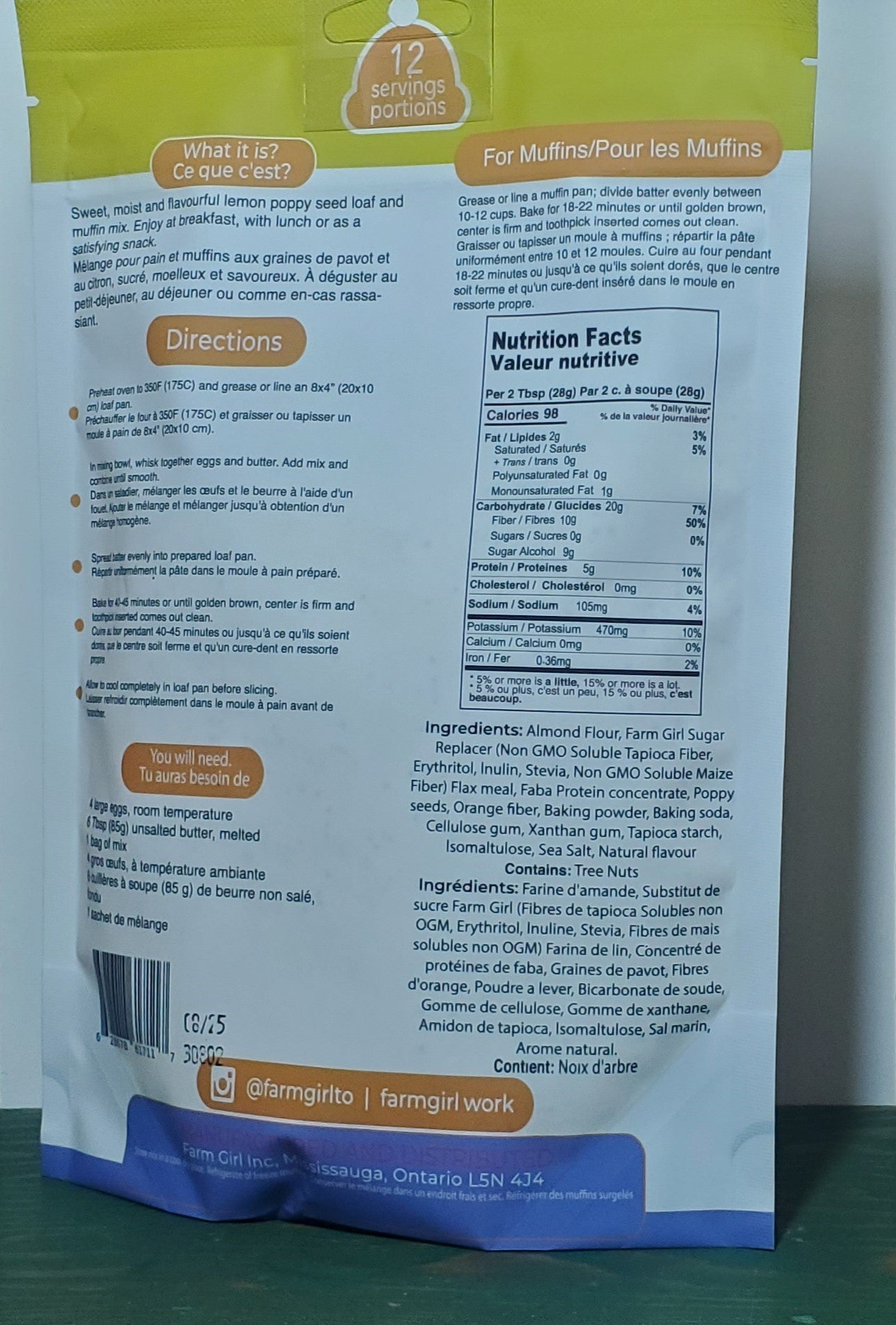 Farm Girl Keto Lemon Poppy Seed Loaf Mix 350g