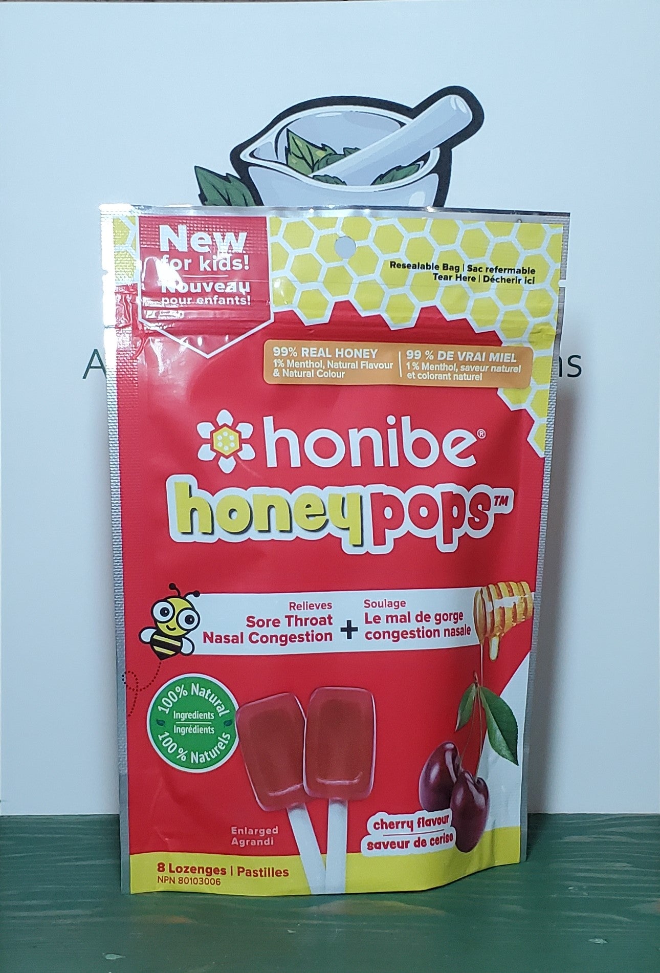 Honibe Cherry Flavour Honey Pops 8pc