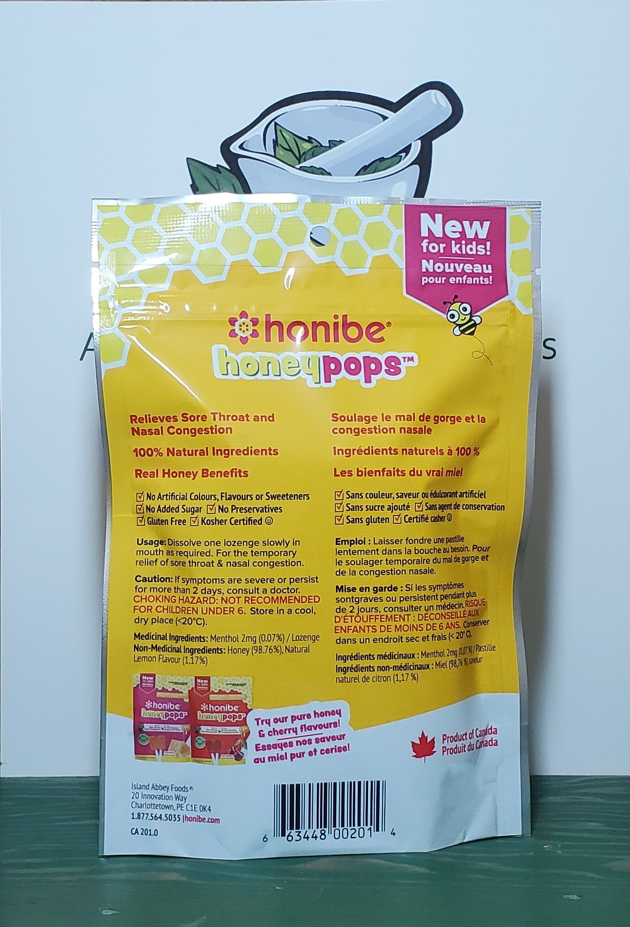 Honibe Lemon Flavour Honey Pops 8pc