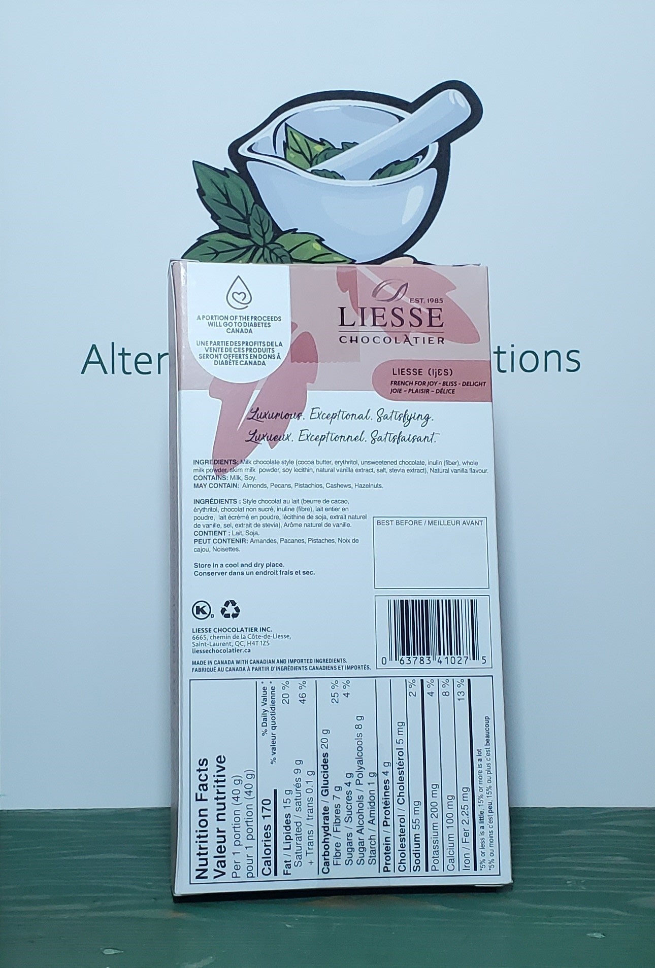 Galerie Au Chocolat Liesse Chocolatier Sugar Free Creamy Milk Chocolate Bar 80g