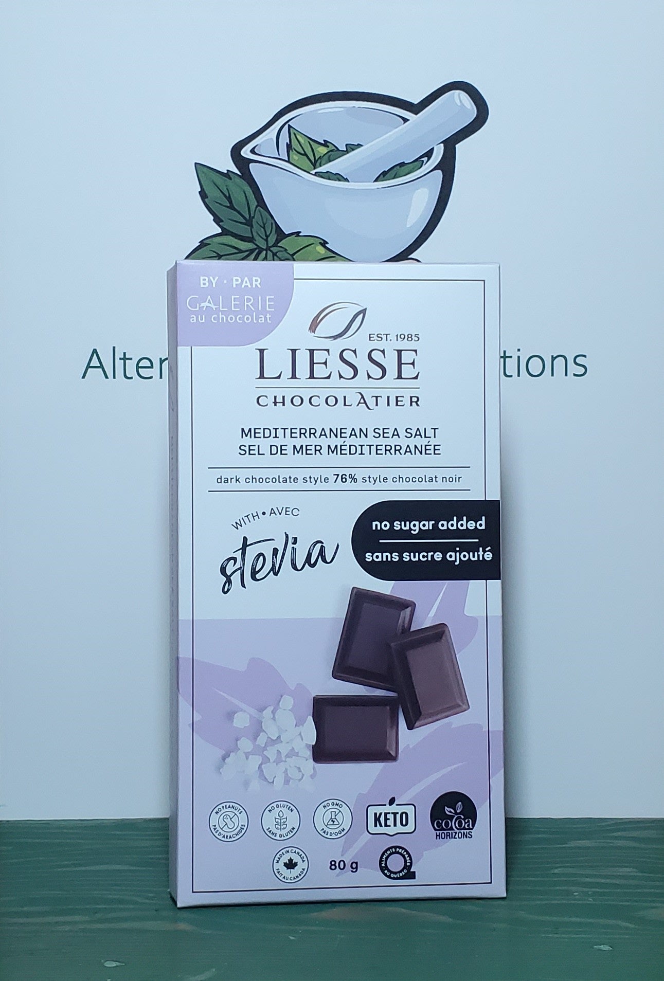Galerie Au Chocolat Liesse Chocolatier Sugar Free Dark Sea Salt Chocolate Bar 80g