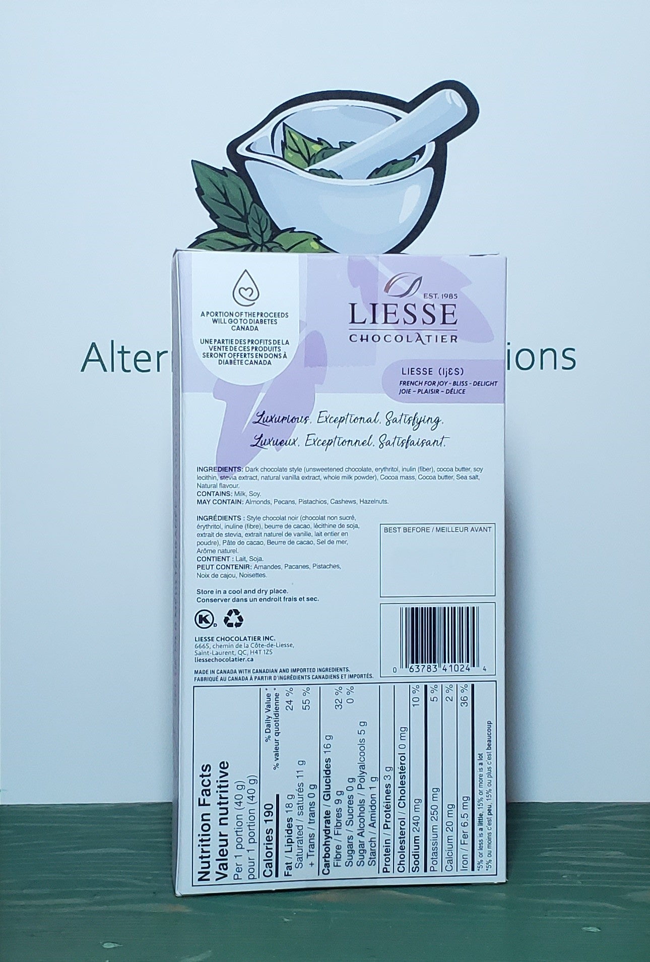 Galerie Au Chocolat Liesse Chocolatier Sugar Free Dark Sea Salt Chocolate Bar 80g