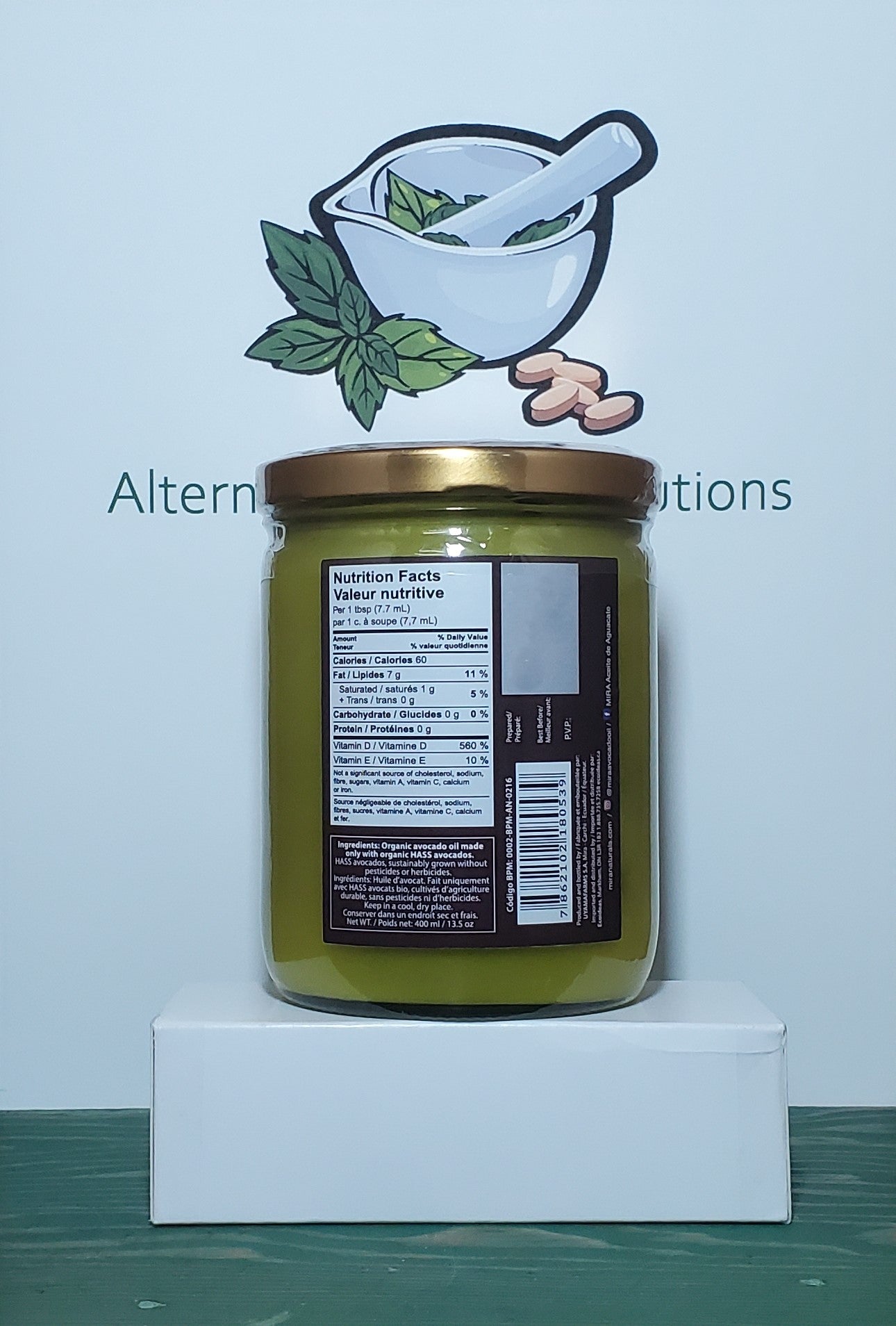 Mira Organic Raw Extra Virgin HASS Avocado Cooking Oil 400ml