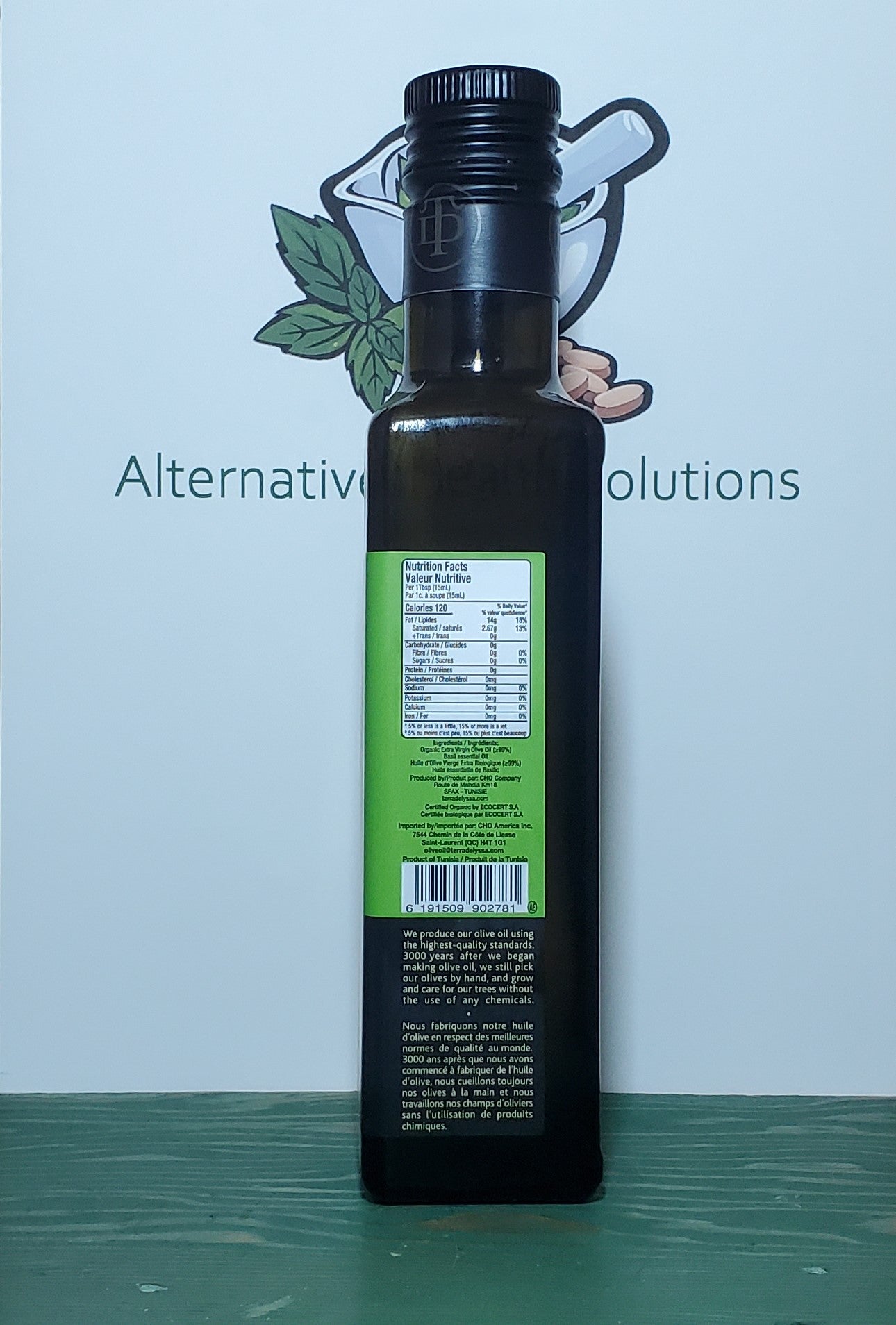 Terra Delyssa Organic Basil Extra Virgin Olive Oil 250ml