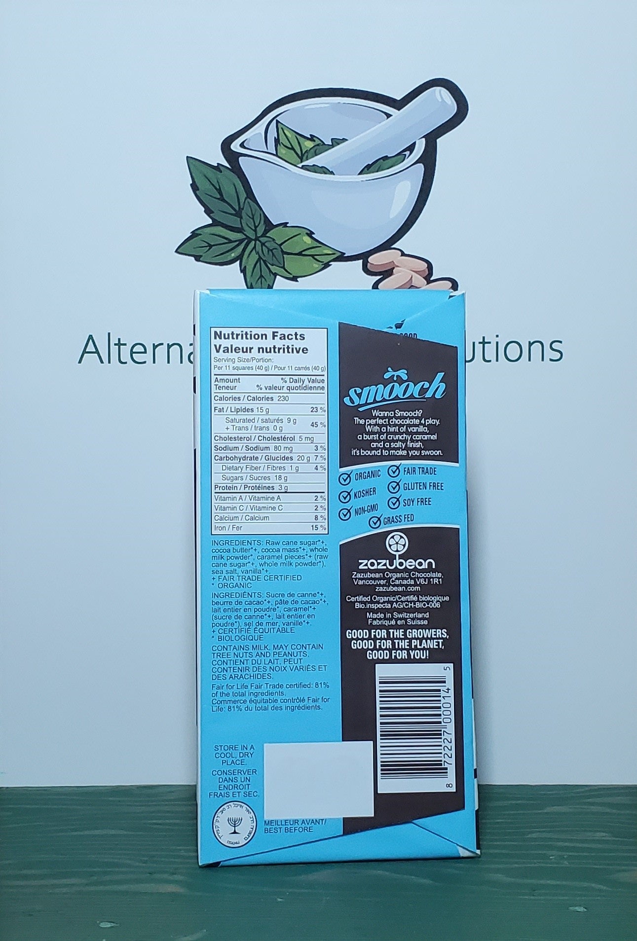 Zazubean Organic 46% Milk Chocolate Vanilla Caramel Crunch Bar 85g