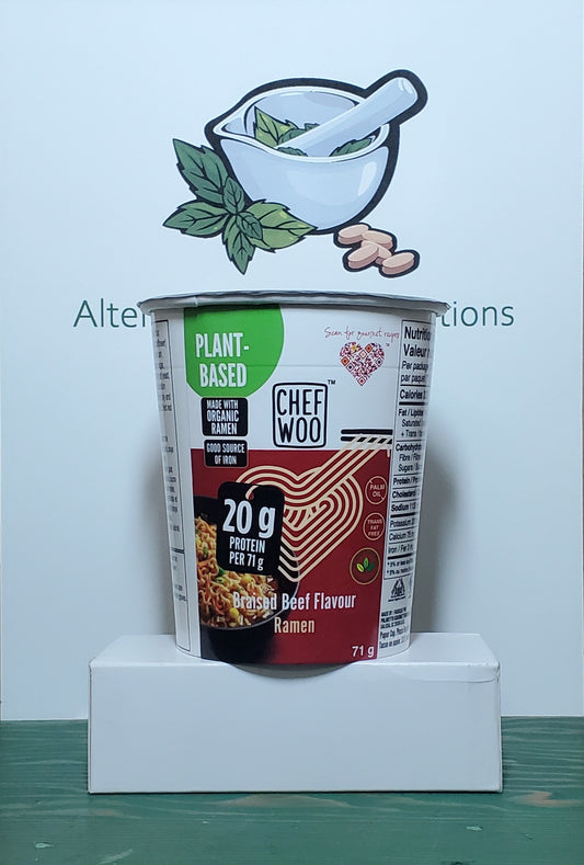 Chef Woo Plant-Based Organic Braised Beef Flavour Ramen Noodles Cup 71g