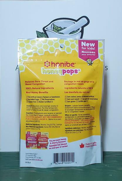 Honibe Lemon Flavour Honey Pops 8pc