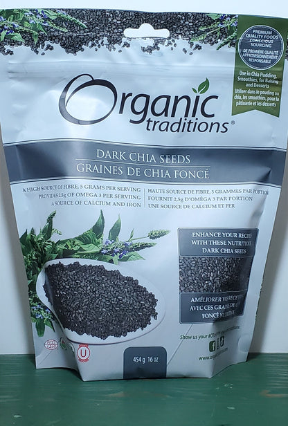 Organic Traditions Dark Chia Seeds 454g