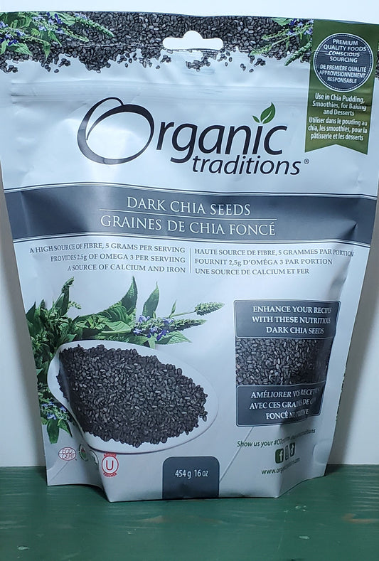 Organic Traditions Dark Chia Seeds 454g