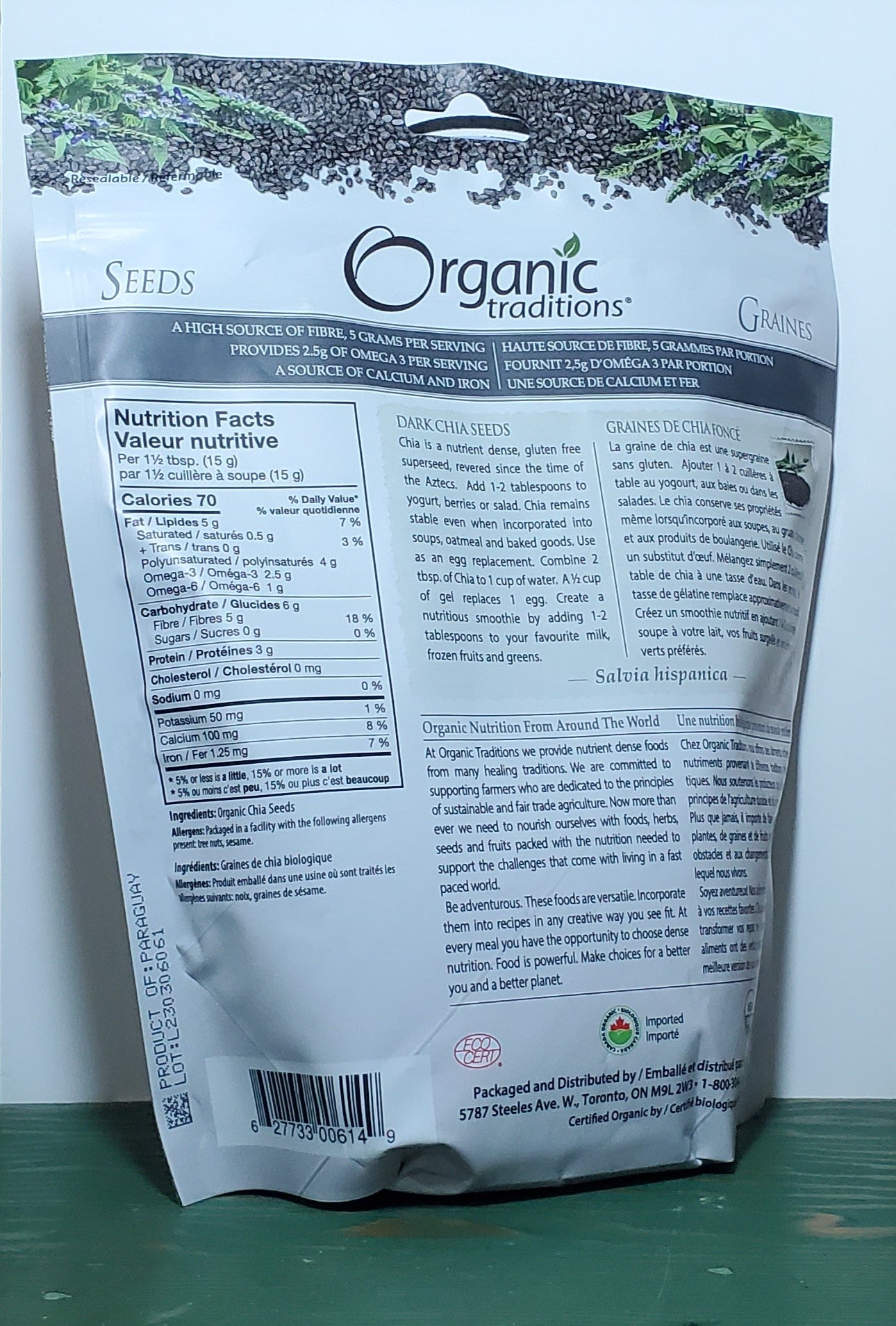 Organic Traditions Dark Chia Seeds 454g