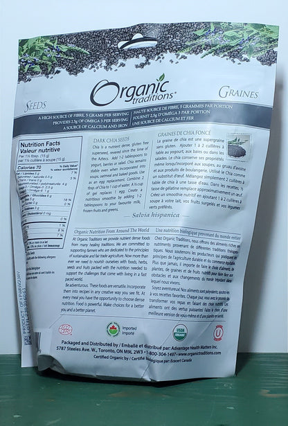Organic Traditions Dark Chia Seeds 454g